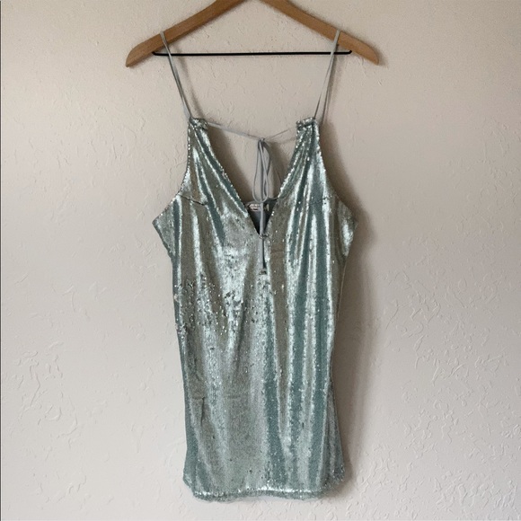 NEW Free People Double Take Sequin Dress Light Blue M - Picture 3 of 12